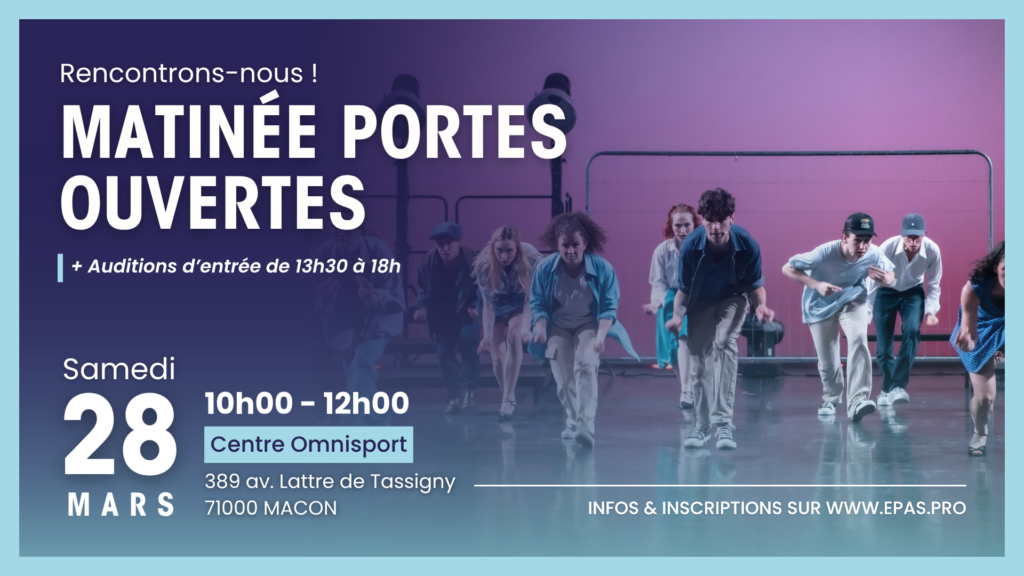 Participez aux Portes Ouvertes de l'EPAS le samedi 28 mars 2026, de 10h à 12h au Centre Omnisport de Mâcon.
