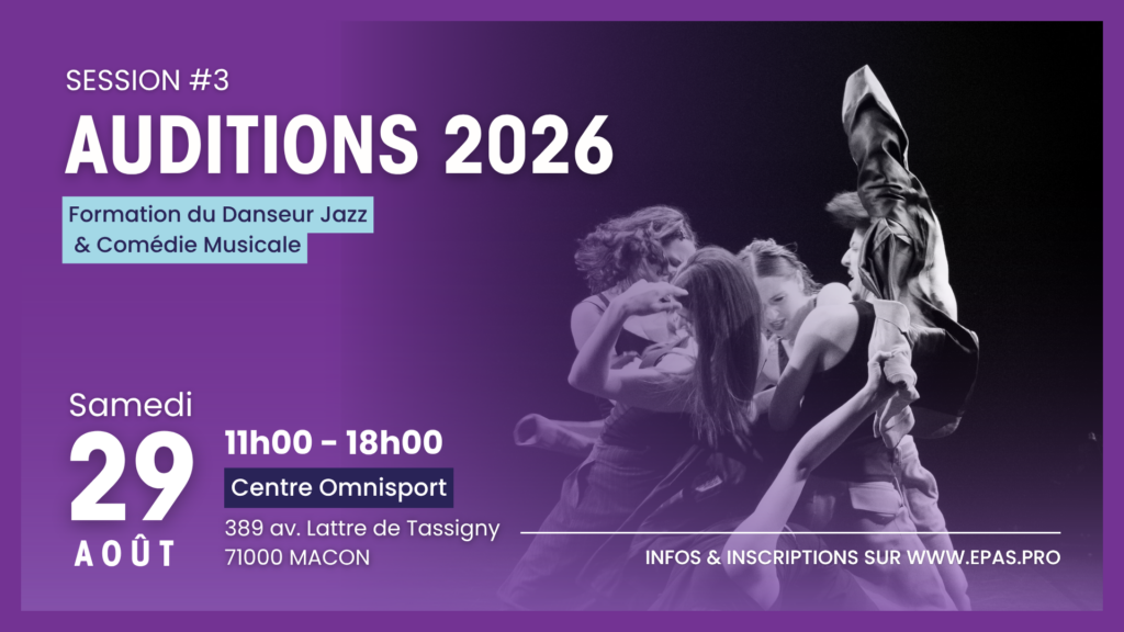Auditions Formation professionnelle du Danseur Jazz et Comédie musicale du 29 août 2026